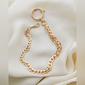 27g 18k antique 1901 heavy gold Albert watch chain necklace charm bracelet clasp